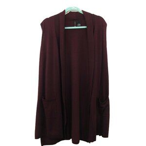 New Directions Womens Sz XL Cardigan Sweater Open Front Knit Burgundy Sleeveless